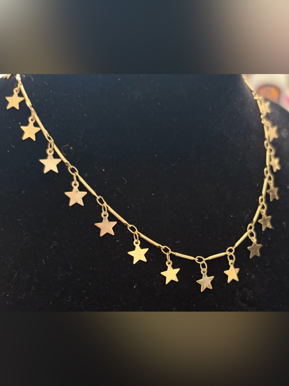 Gold tone dainty star choker necklace